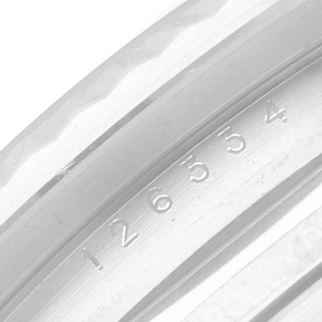 This image shows the inner part of the bezel ring with etched numbers for a Rolex Datejust 41 126334 Men
s Stainless Steel Mother of Pearl Dial 126334 Men
s Stainless Steel Mother of Pearl Dial model.