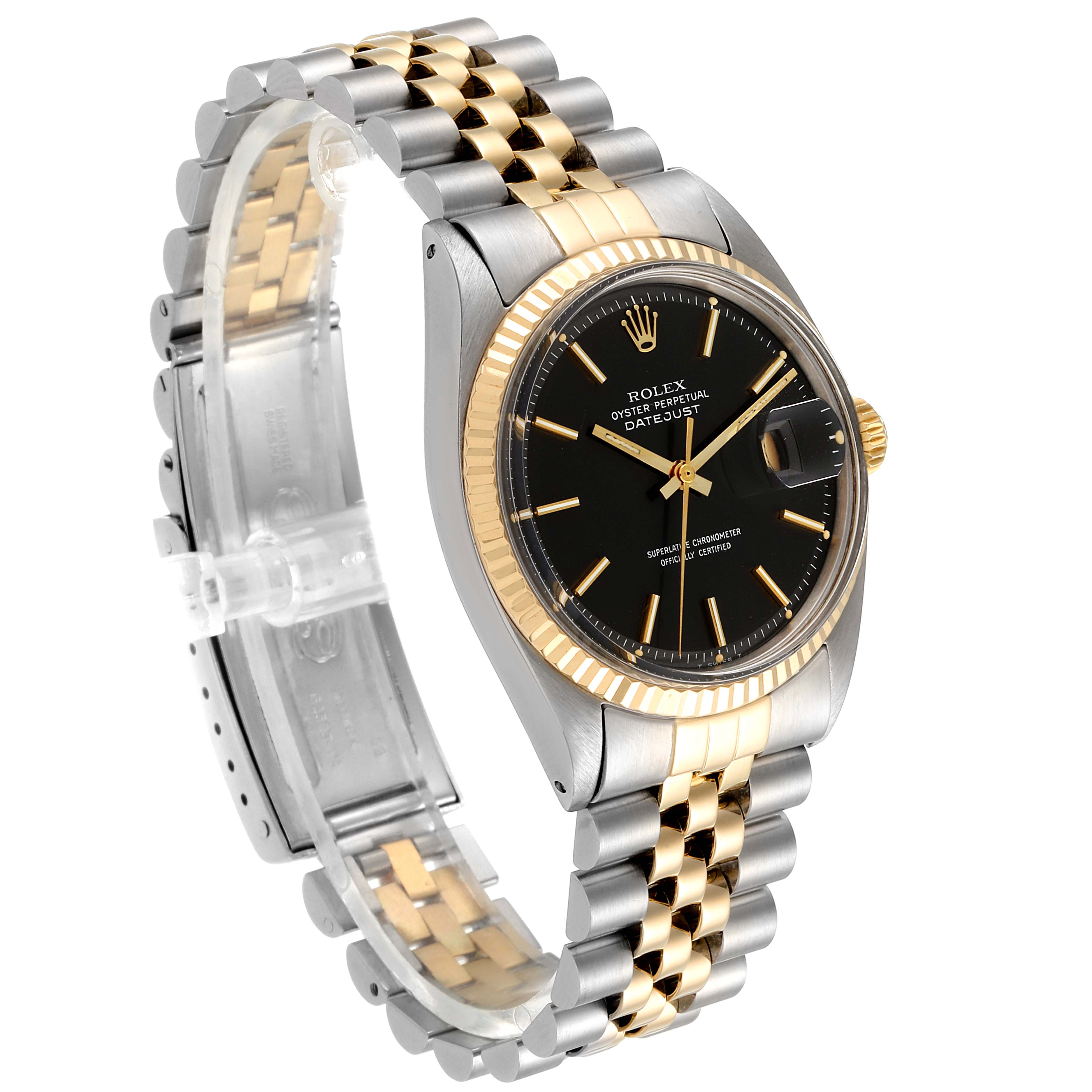 gold and silver rolex black face