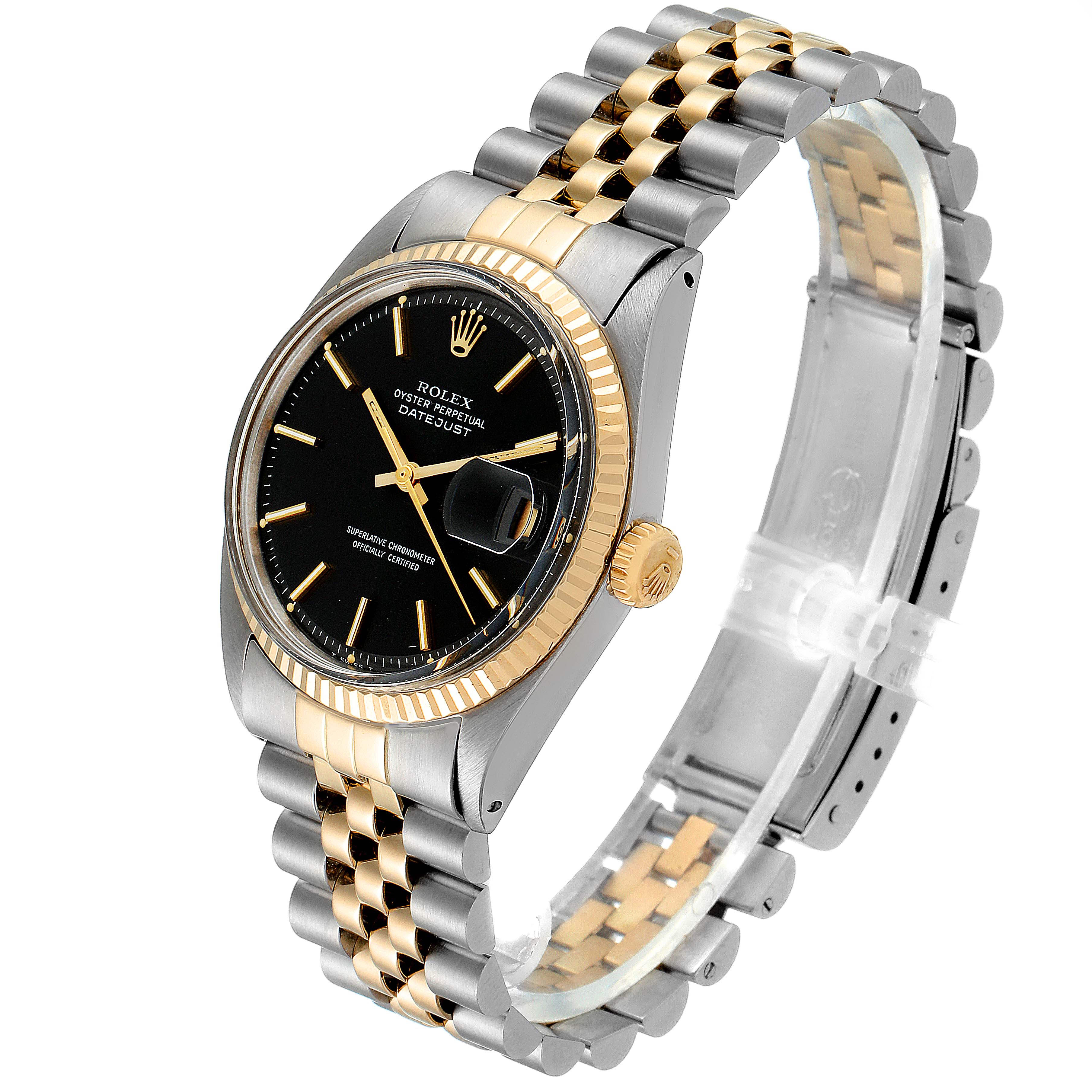 rolex datejust black and gold