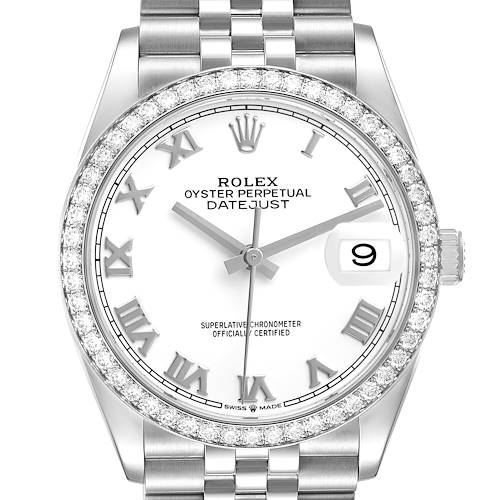 Photo of Rolex Datejust Steel White Dial Diamond Bezel Mens Watch 126284