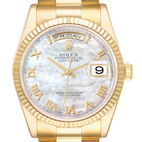 Photo of Rolex Day-Date President Yellow Gold Mother Of Pearl Dial Mens Watch 118238