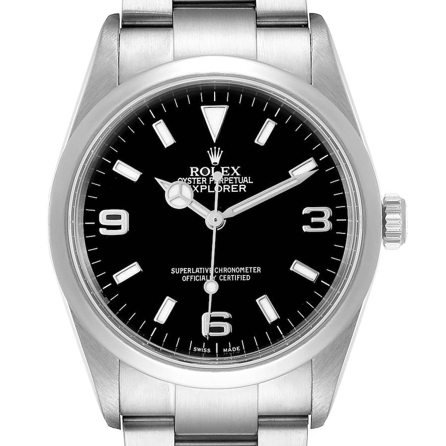 Rolex Explorer I Black Dial Stainless Steel Mens Watch 114270 Box SwissWatchExpo