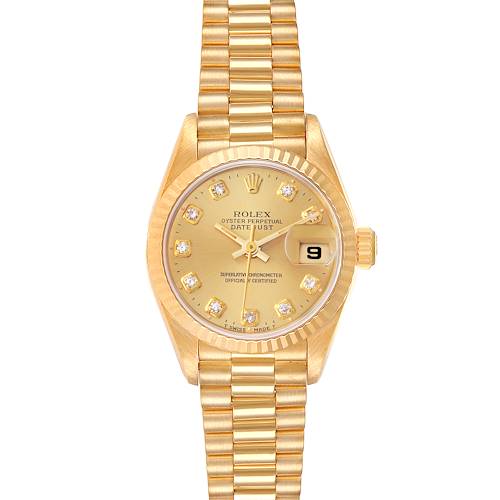 Photo of Rolex President Datejust Yellow Gold Diamond Dial Ladies Watch 69178