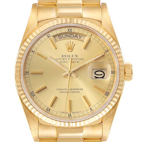 Photo of Rolex President Day-Date 36mm Yellow Gold Mens Watch 18038 Box