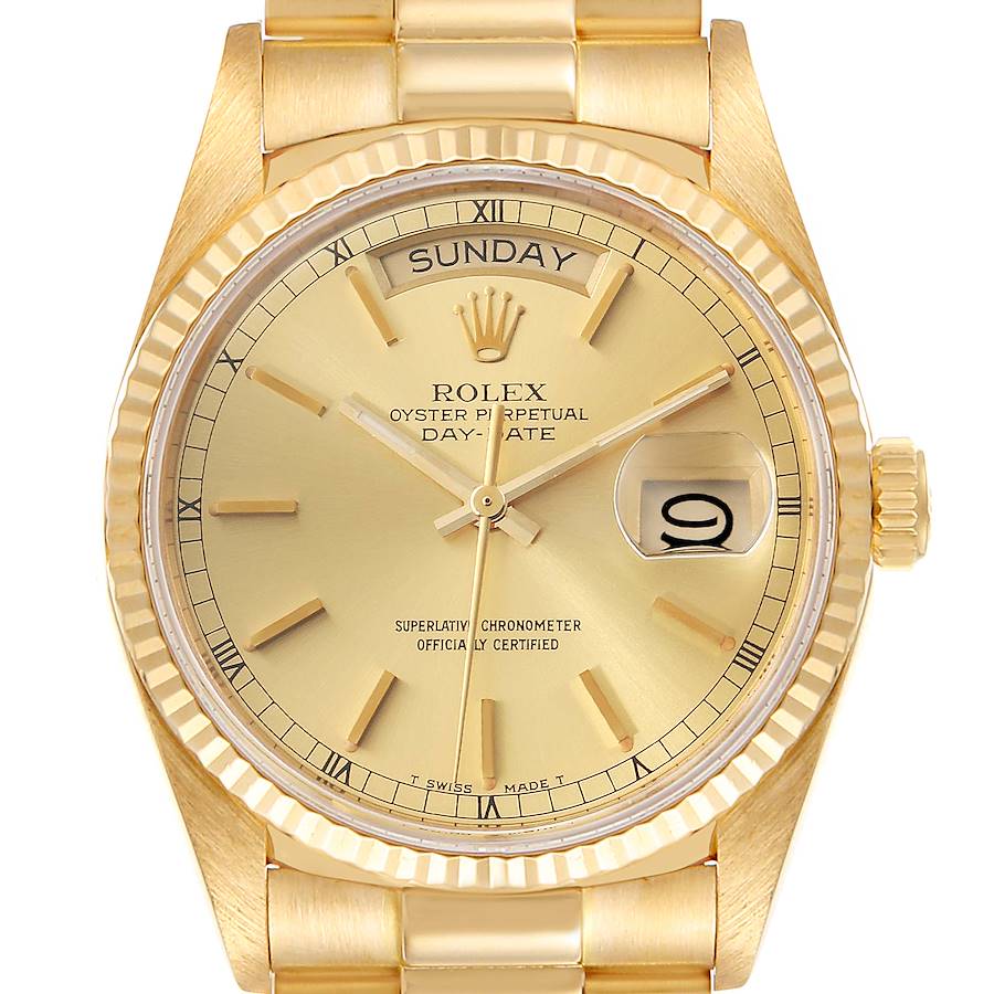 Rolex President Day-Date 36mm Yellow Gold Mens Watch 18038 Box SwissWatchExpo