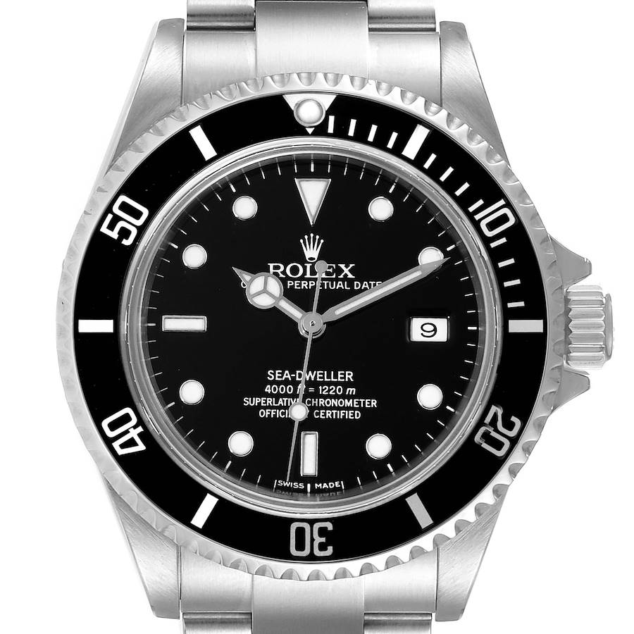 Rolex Seadweller 4000 Black Dial Bezel Steel Mens Watch 16600 SwissWatchExpo