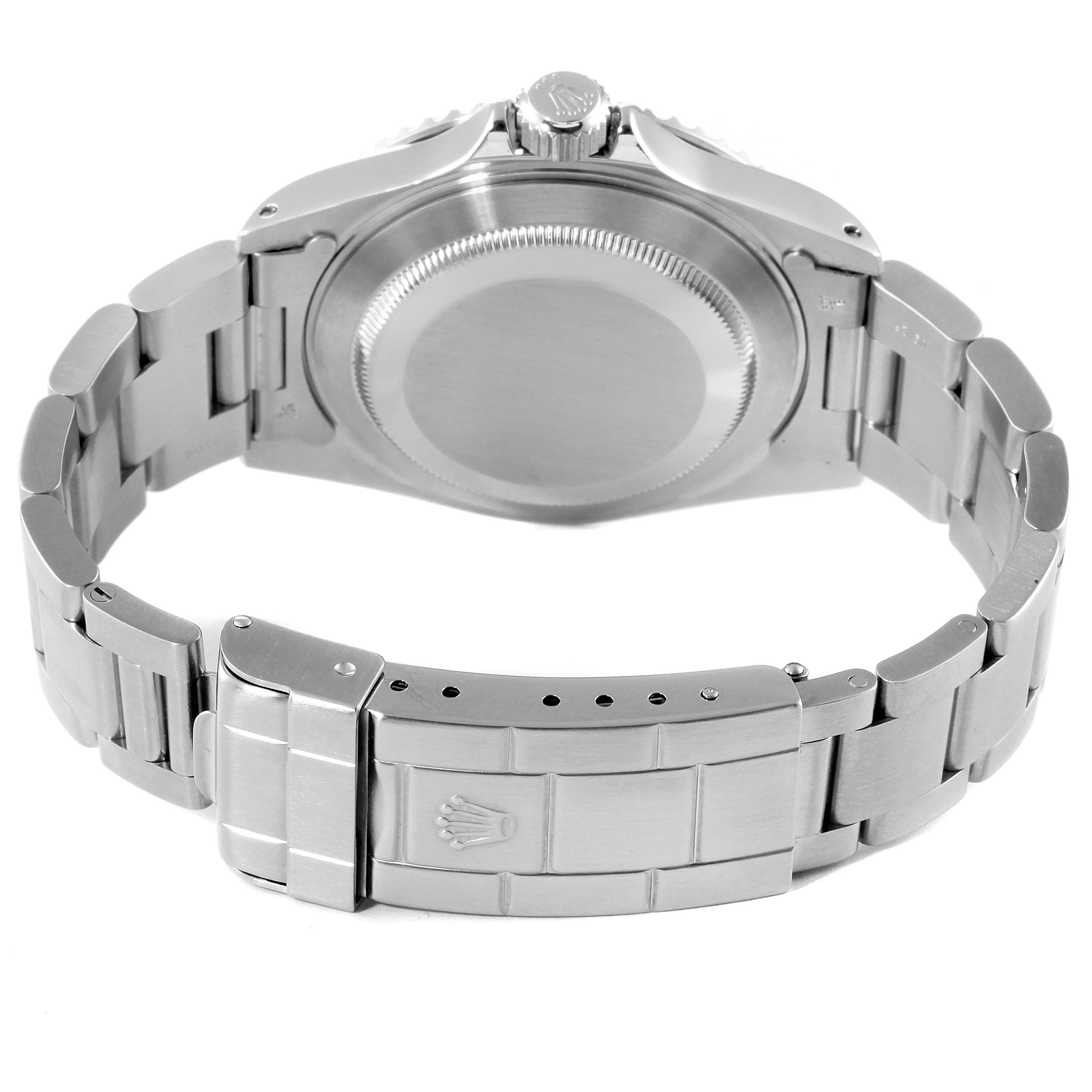 This image shows the back view and bracelet of the Rolex Submariner 14060 Men's Stainless Steel Black Dial 14060 Men's Stainless Steel Black Dial watch, including the clasp and crown.