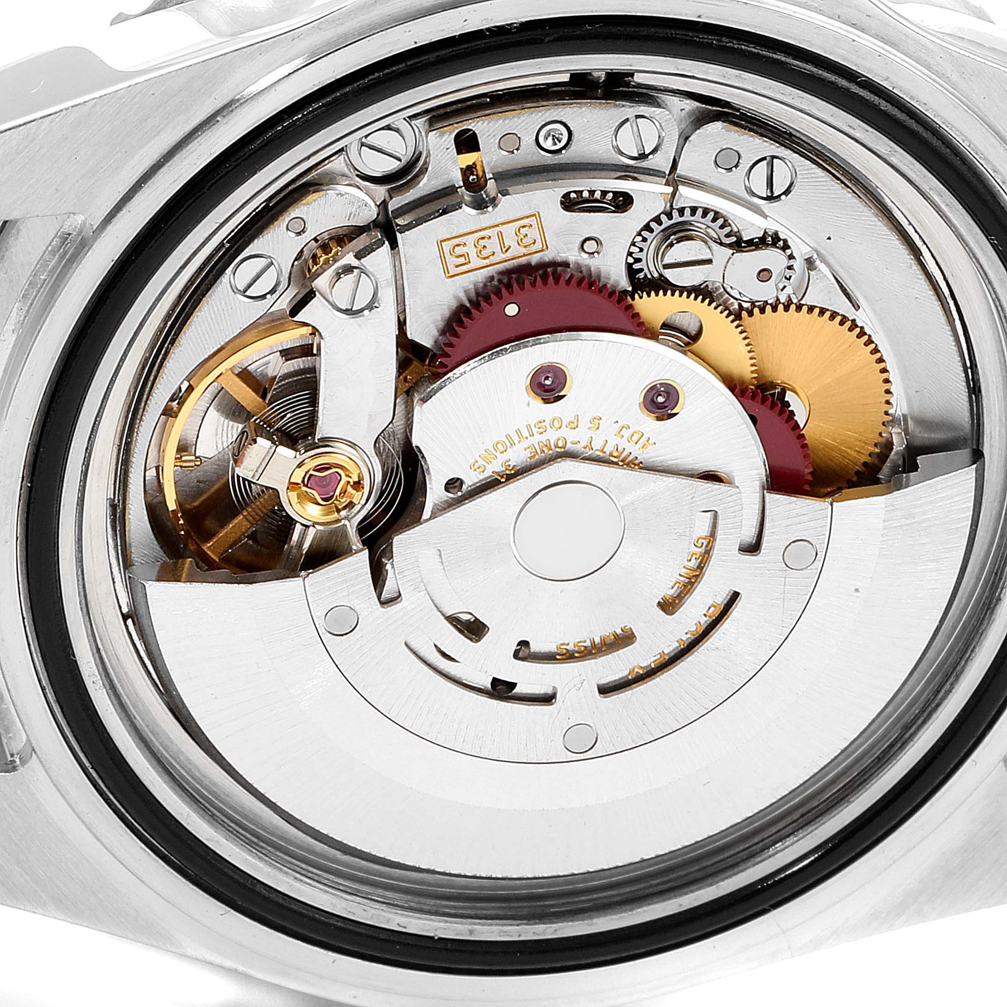 This image shows a close-up view of the movement mechanism inside a Rolex Submariner 16610 Men
s Stainless Steel Black Dial 16610 Men
s Stainless Steel Black Dial watch.