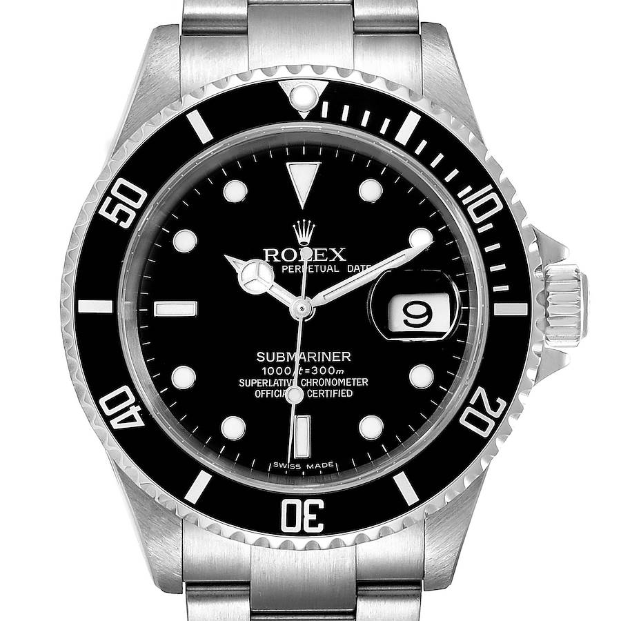 Rolex Submariner Black Dial Stainless Steel Mens Watch 16610 Box SwissWatchExpo