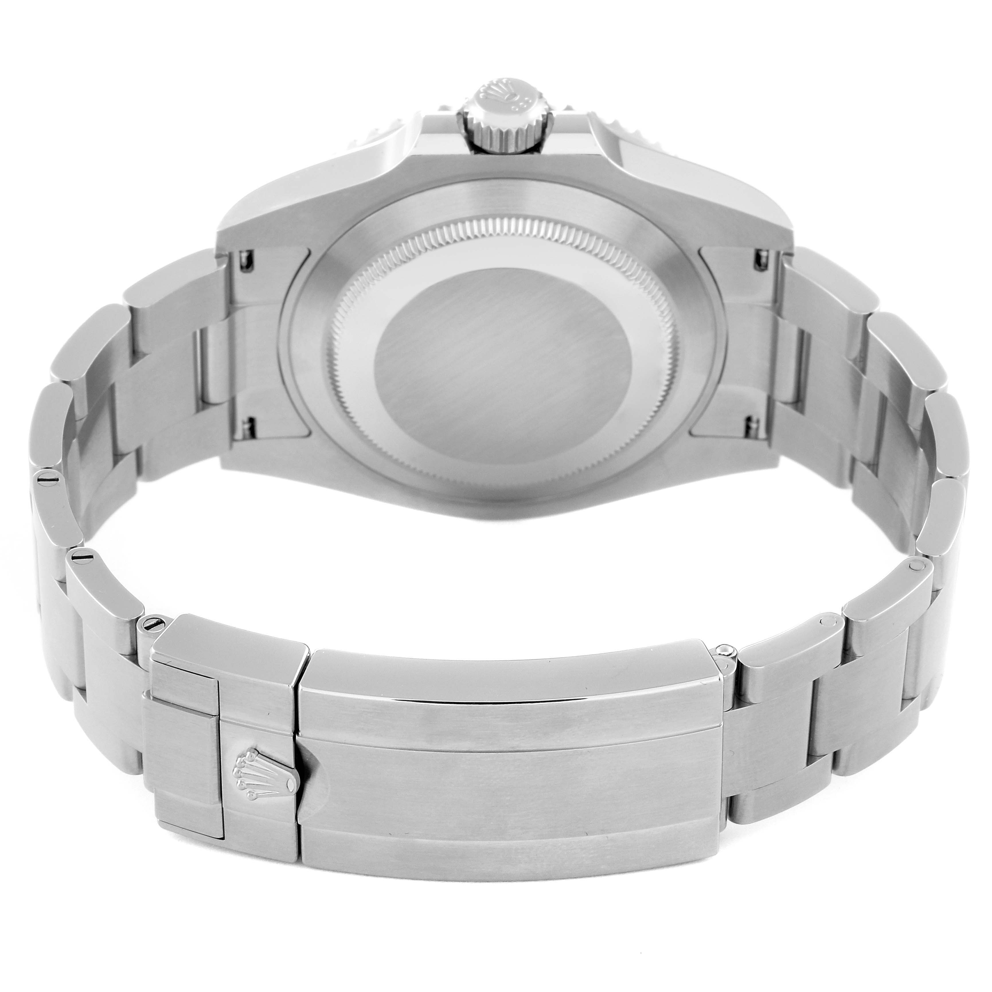 This image shows the back case and bracelet clasp of the Rolex Submariner 124060 Men
s Stainless Steel Black Dial 124060 Men
s Stainless Steel Black Dial watch from a rear angle.