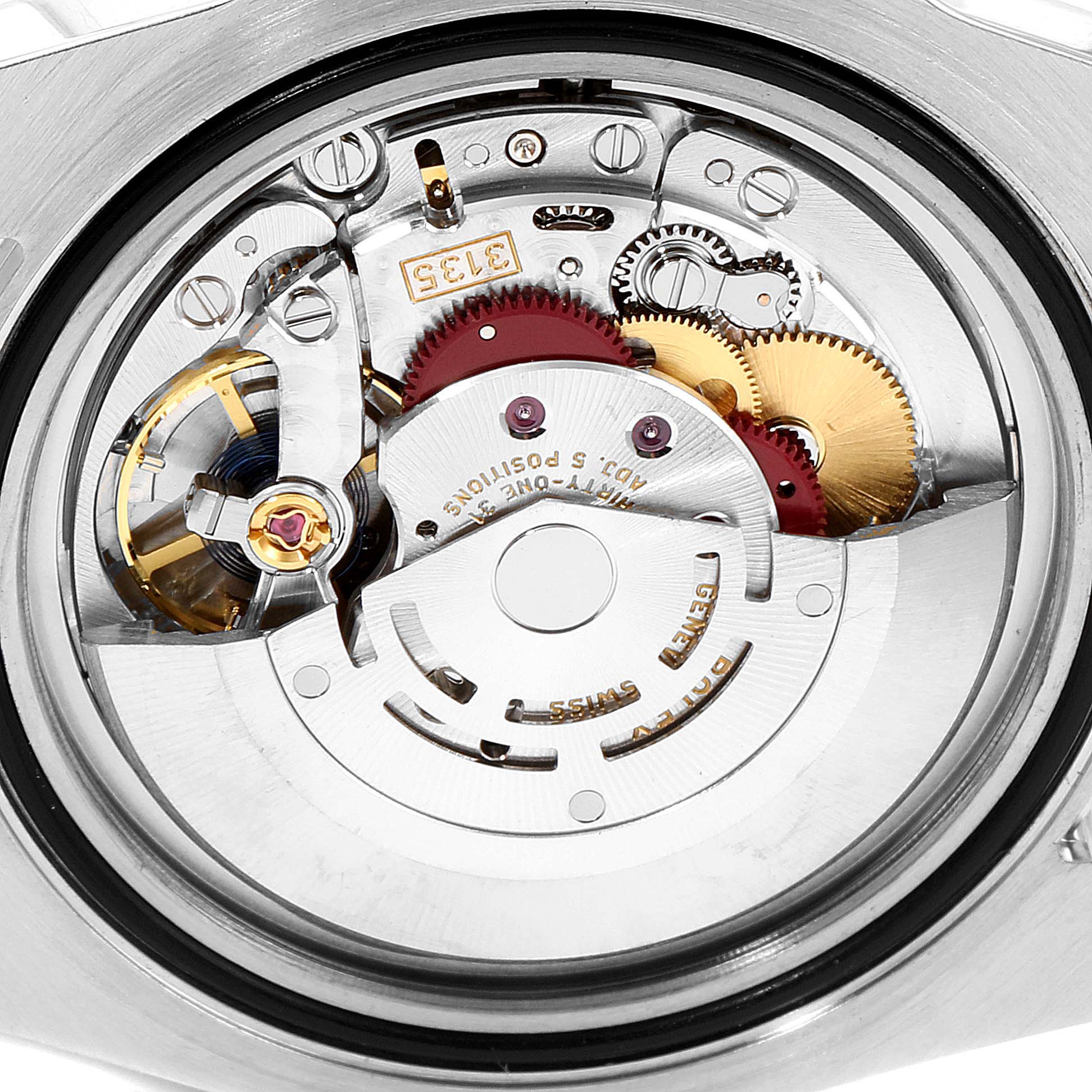 The image shows an overhead view of the movement mechanism of the Rolex Submariner 116613 Men's Steel and Gold (two tone) Black Dial 116613 Men's Steel and Gold (two tone) Black Dial watch.