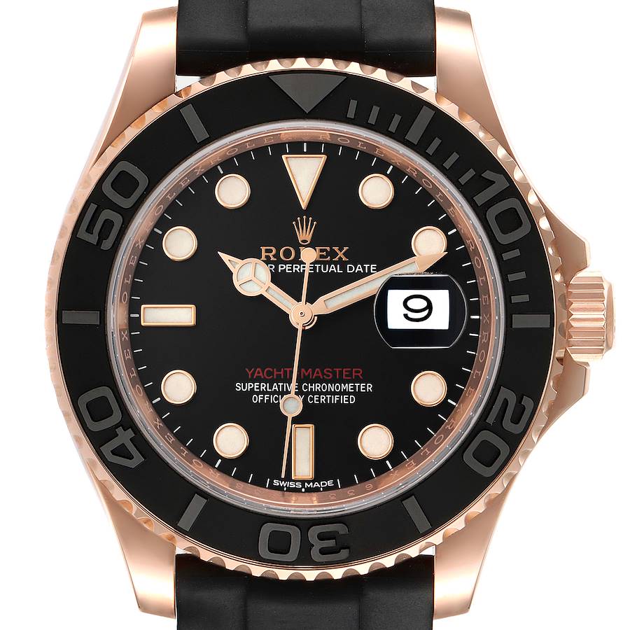 Rolex Yachtmaster 40mm Rose Gold Oysterflex Bracelet Mens Watch 116655 SwissWatchExpo