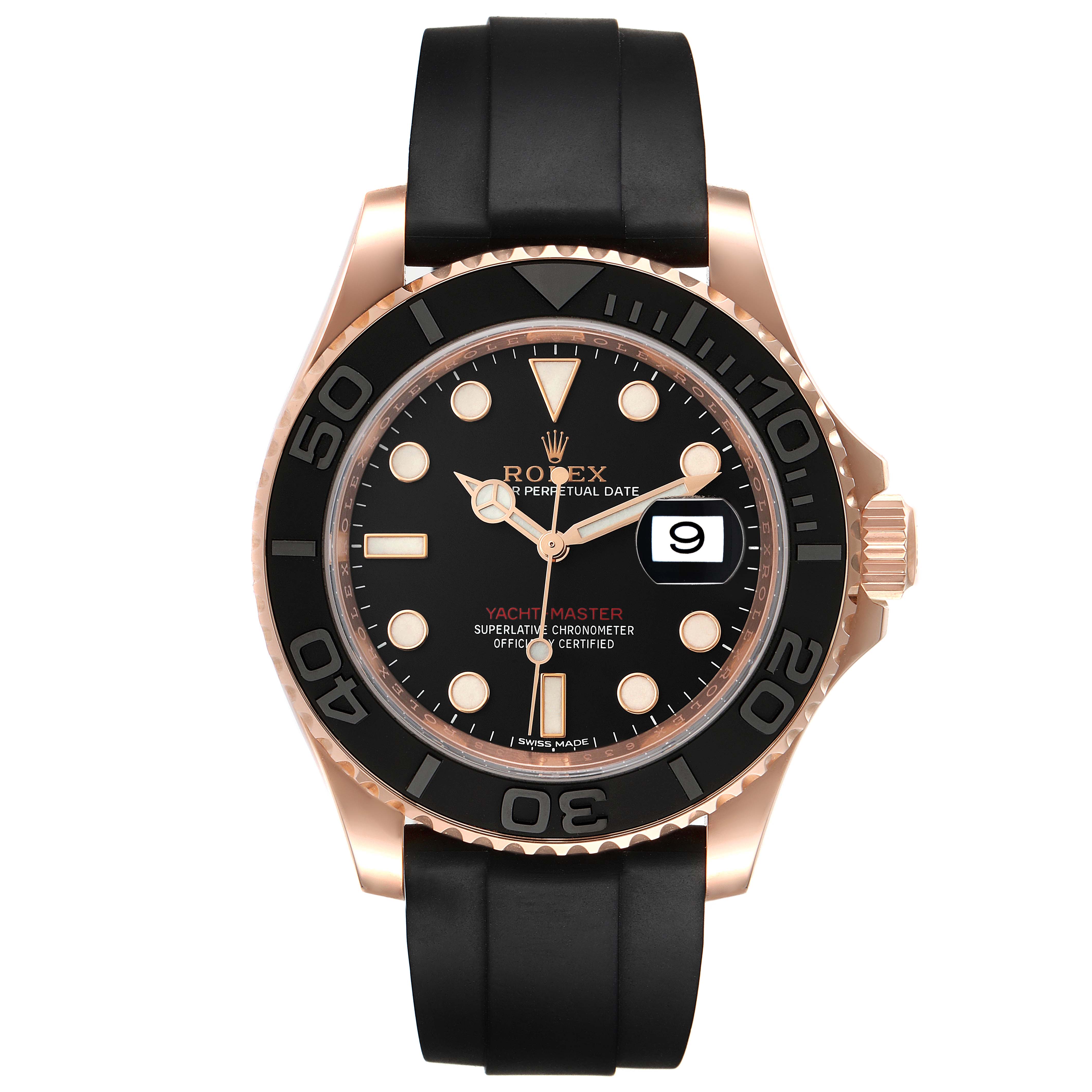 rolex yachtmaster 40mm rose gold oysterflex