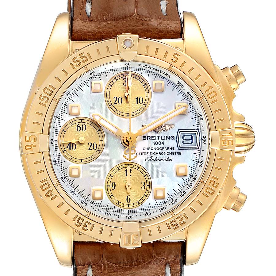 Breitling Windrider Cockpit Yellow Gold MOP Dial Mens Watch K13358 Box Papers SwissWatchExpo