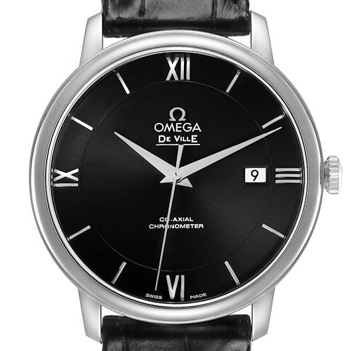 Photo of Omega DeVille Prestige Steel Black Dial Watch 424.13.40.20.01.001 Box Card