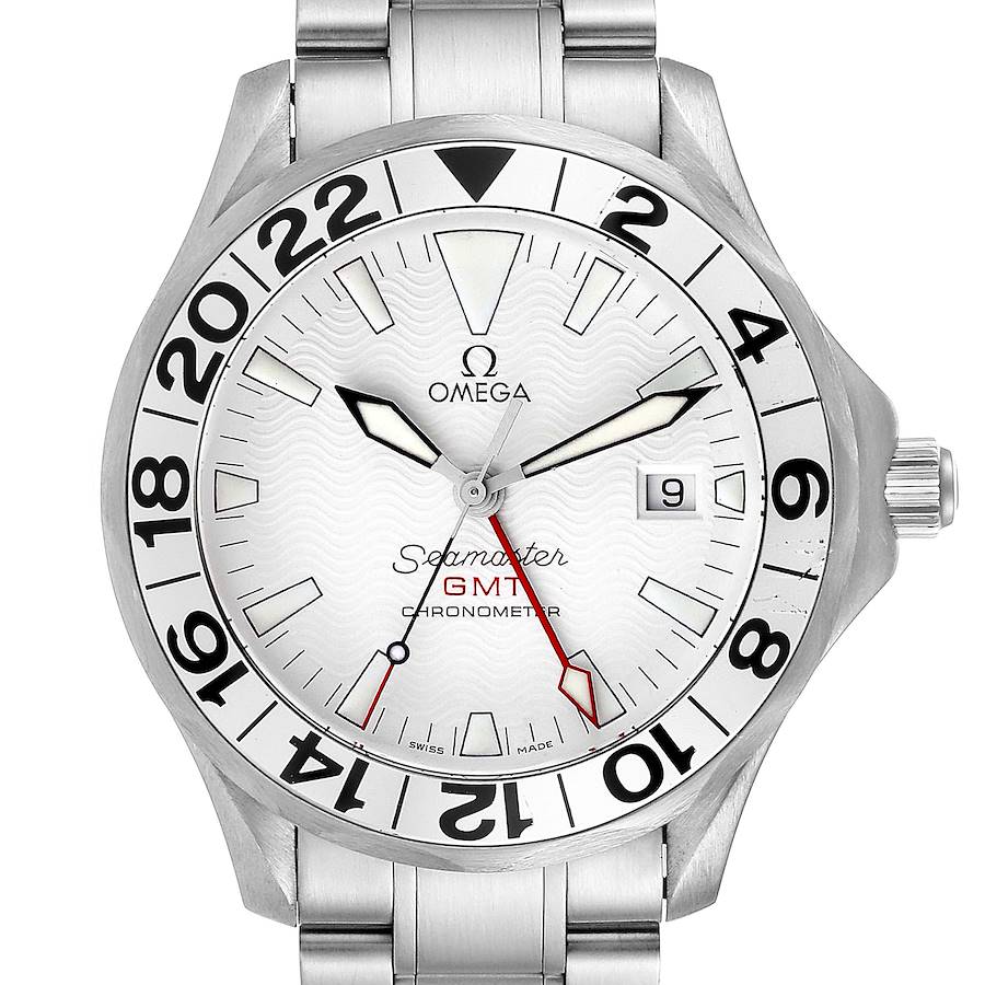 Omega Seamaster 300M GMT Great White Wave Dial Watch 2538.20.00 SwissWatchExpo