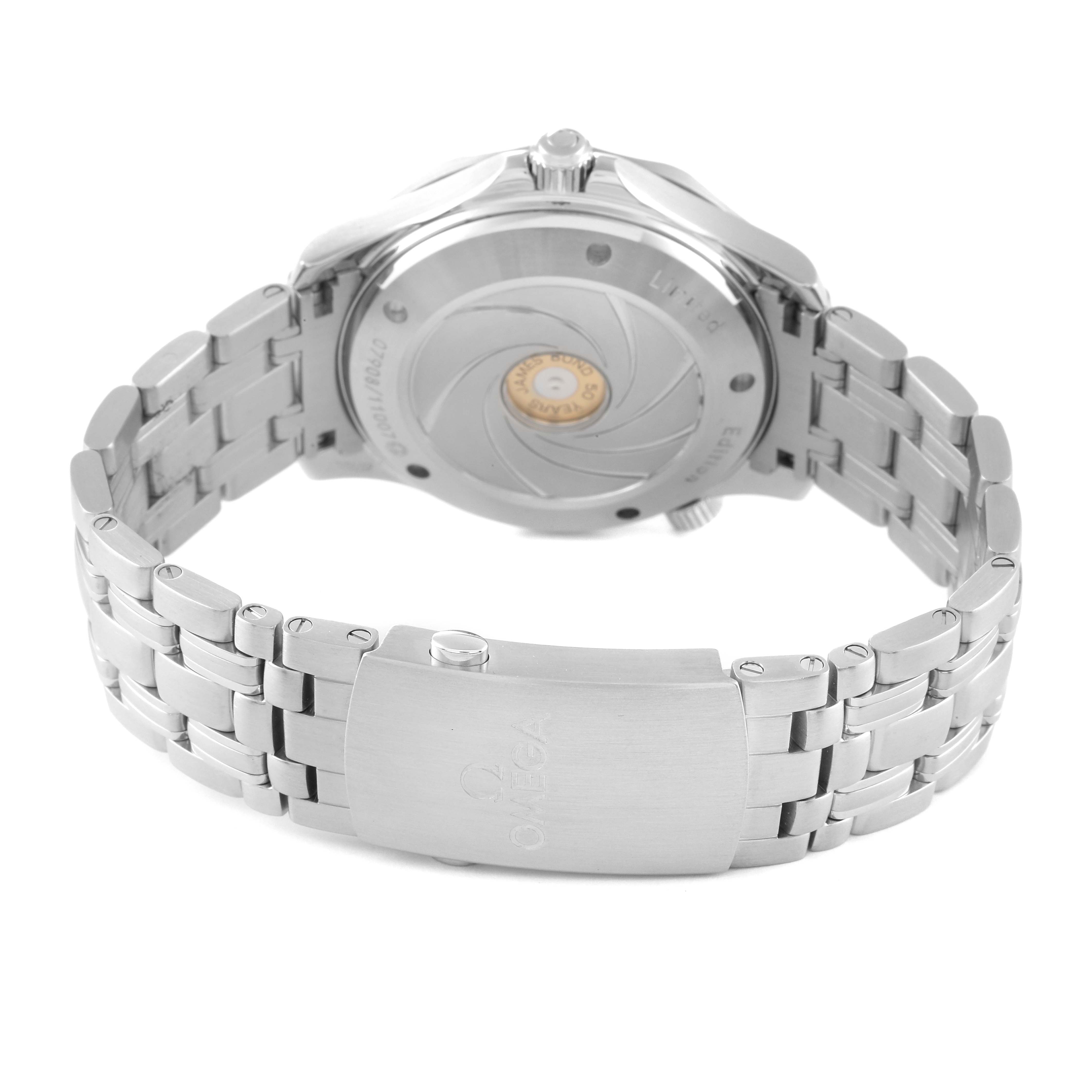 The image shows the back case, open clasp, and bracelet of an Omega Seamaster 212.30.41.20.01.005 Men's Stainless Steel Black Dial 212.30.41.20.01.005 Men's Stainless Steel Black Dial watch.