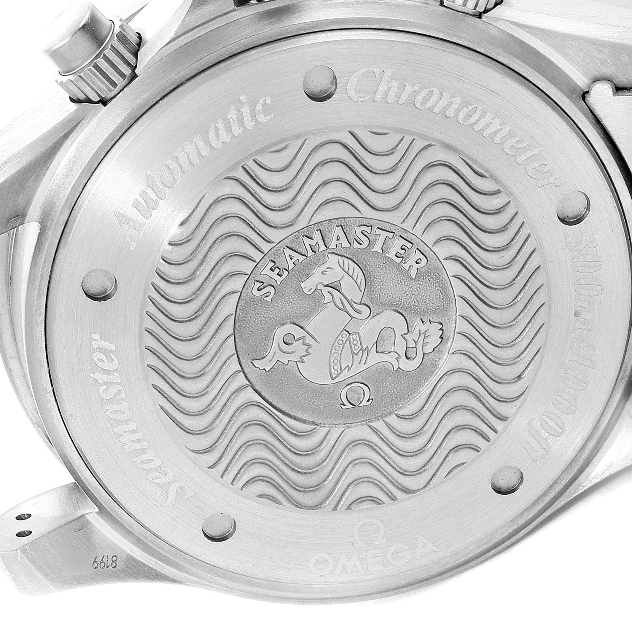 This is the back view of the Omega Seamaster 2269.52.00 Men's Titanium Black Dial 2269.52.00 Men's Titanium Black Dial watch, showcasing the engraved case back.