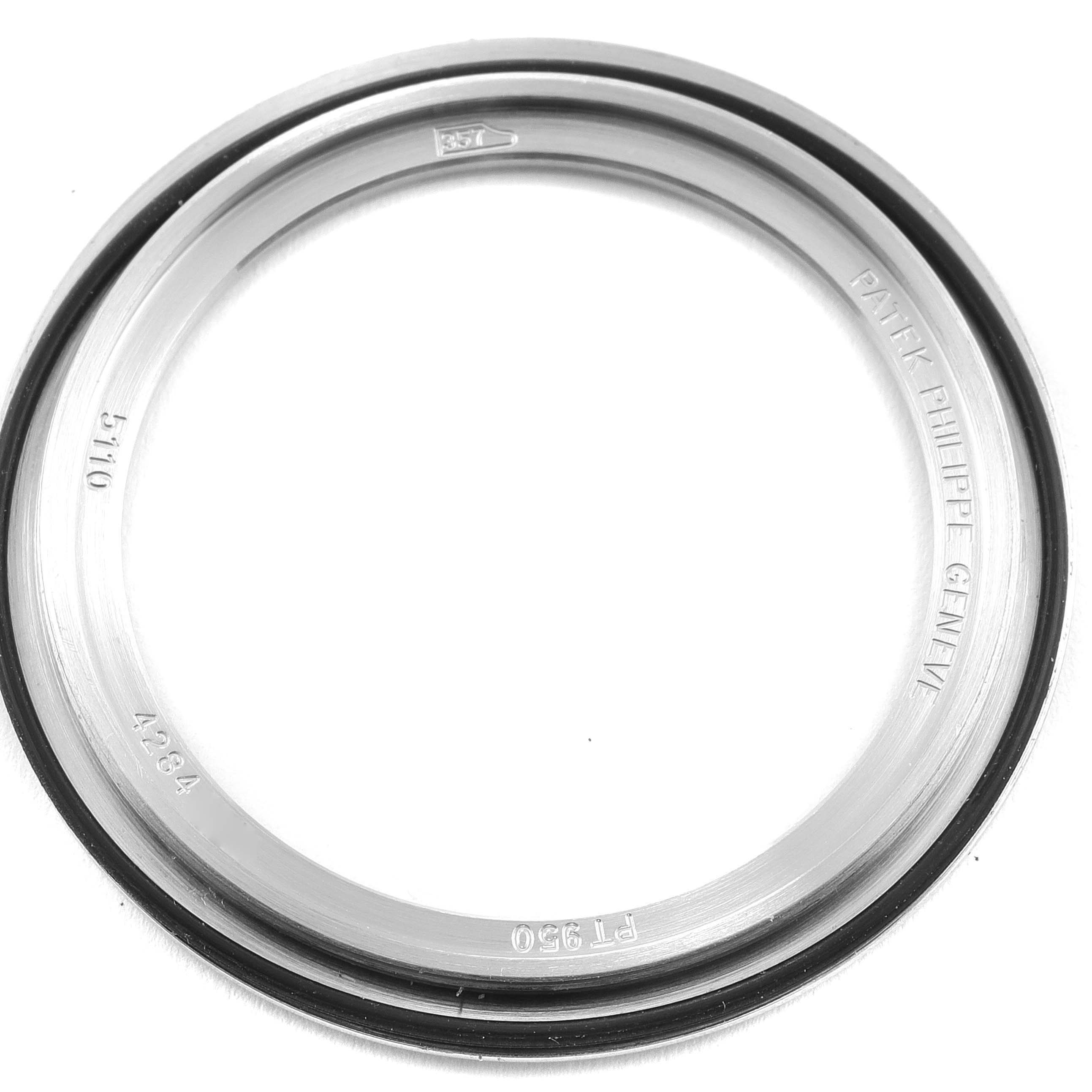 The image shows a close-up of the case ring component for the Patek Philippe Complications 5110P Men's Platinum Silver Dial 5110P Men's Platinum Silver Dial model watch.