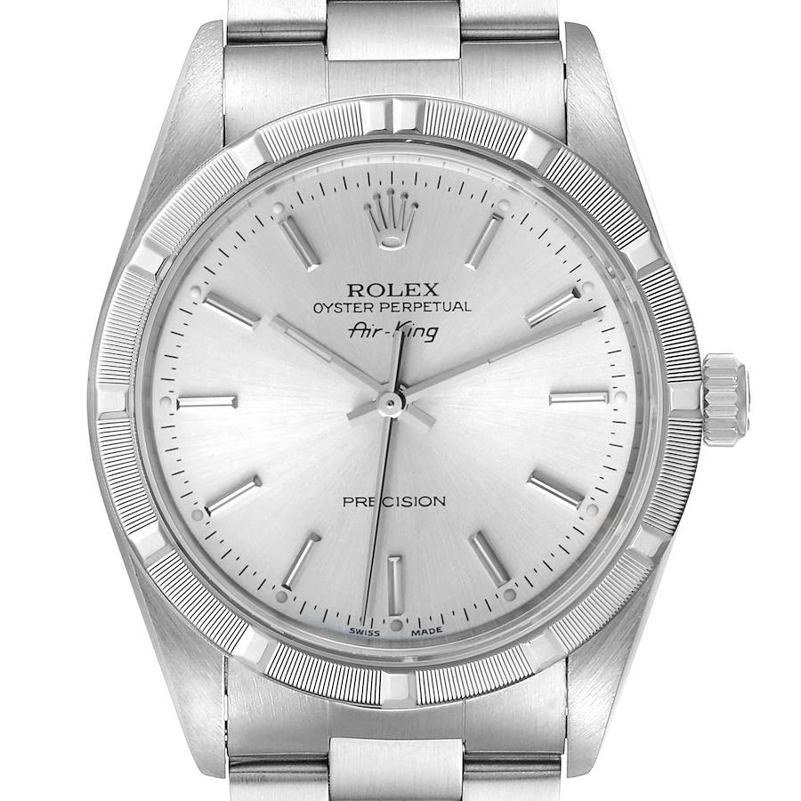 Rolex Air King Silver Dial 34mm Oyster Bracelet Steel Watch 14010 Box Papers SwissWatchExpo