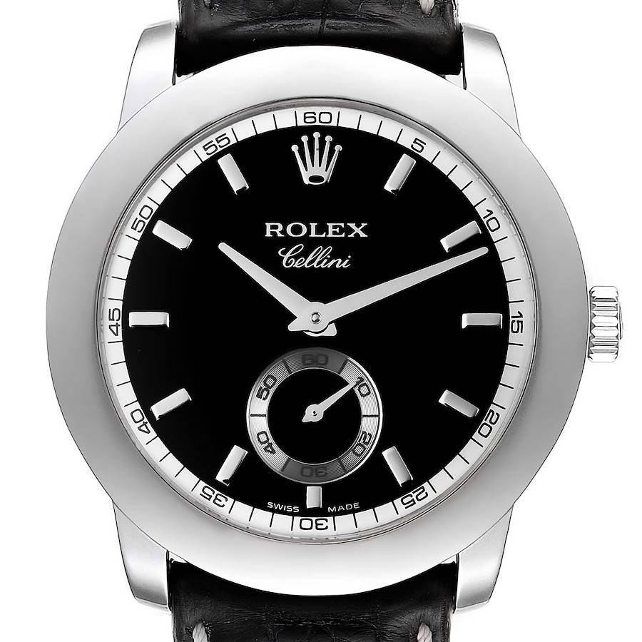 Rolex Cellini Cellinium 35mm Platinum Black Dial Mens Watch 5241 Box Card SwissWatchExpo