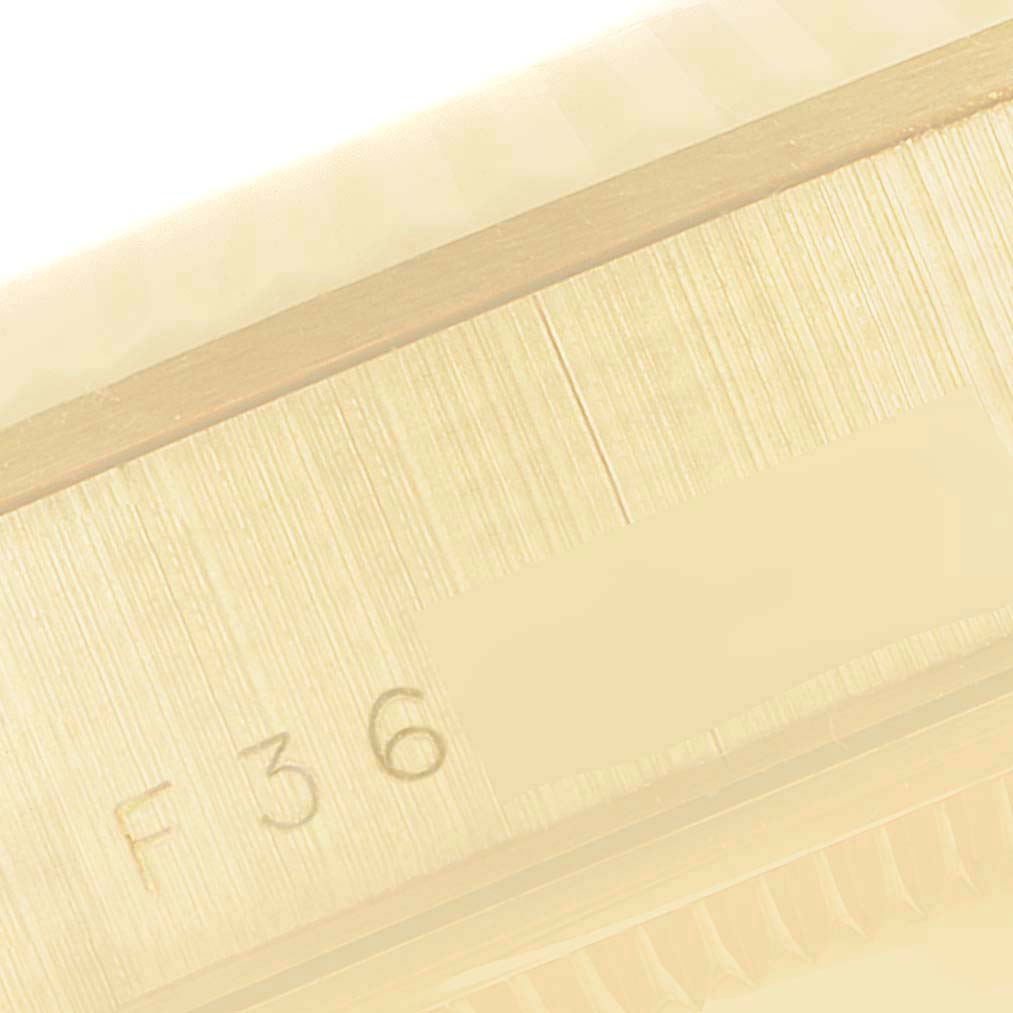 This image shows a close-up of the case side and part of the bezel of a Rolex President 15238 Men
s Yellow Gold Champagne Dial 15238 Men
s Yellow Gold Champagne Dial model watch.