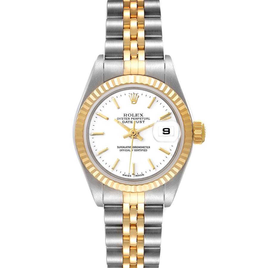 Rolex Datejust 26 Steel Yellow Gold White Dial Ladies Watch 79173 SwissWatchExpo