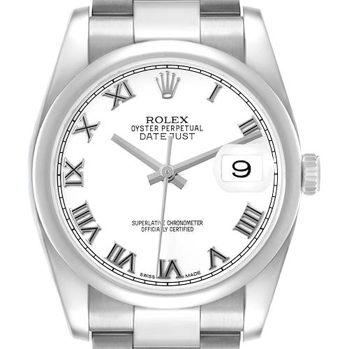 Photo of Rolex Datejust Steel White Roman Dial Mens Watch 116200