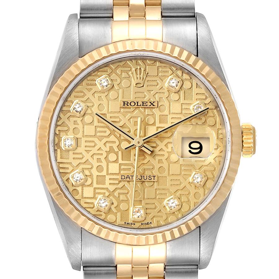 Rolex Datejust Steel Yellow Gold Jubilee Diamond Dial Mens Watch 16233 SwissWatchExpo