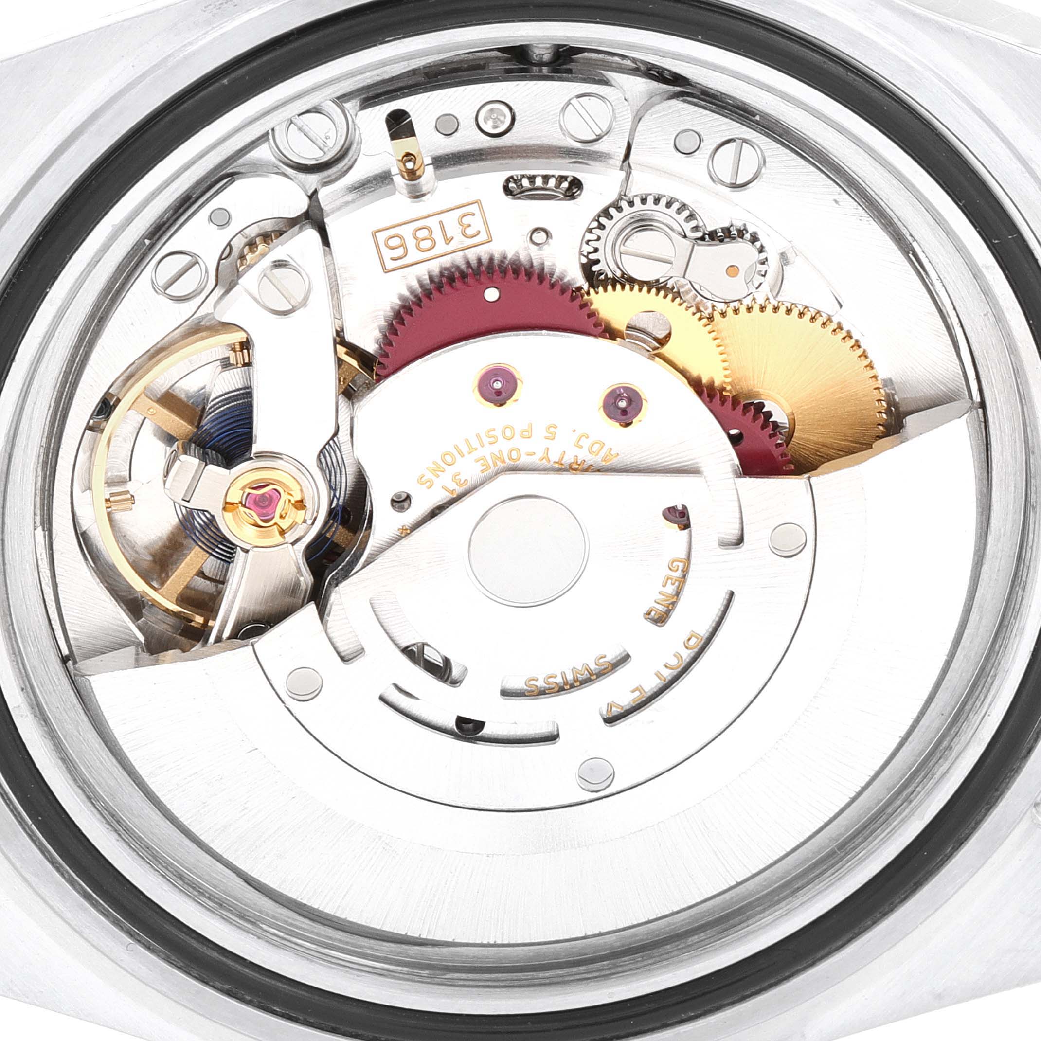 This image shows the intricate inner mechanism and movement of the Rolex Explorer 16570 Men's Stainless Steel Black Dial 16570 Men's Stainless Steel Black Dial watch.