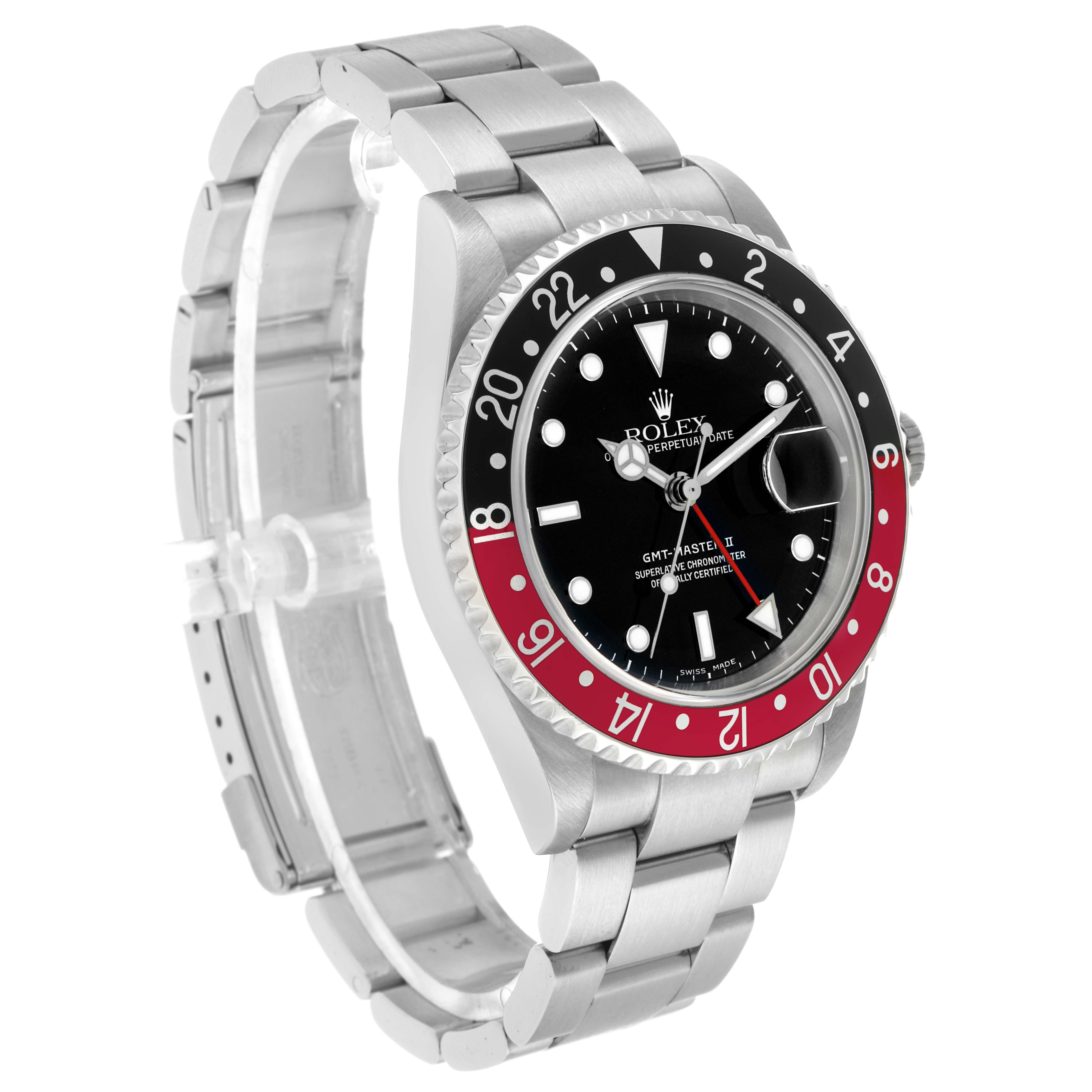 The Rolex GMT-Master 16710 Men's Stainless Steel Black Dial is shown at a 3/4 angle, displaying the bezel, dial, and bracelet.