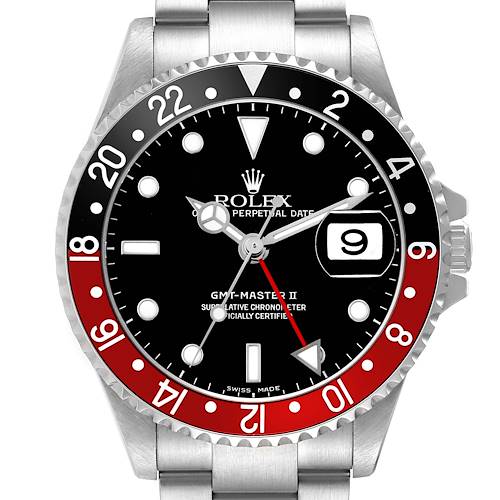 Photo of Rolex GMT Master II Steel Black Red Coke Bezel Mens Watch 16710