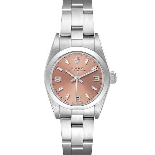 Photo of Rolex Oyster Perpetual Salmon Dial Domed Bezel Steel Watch 76080