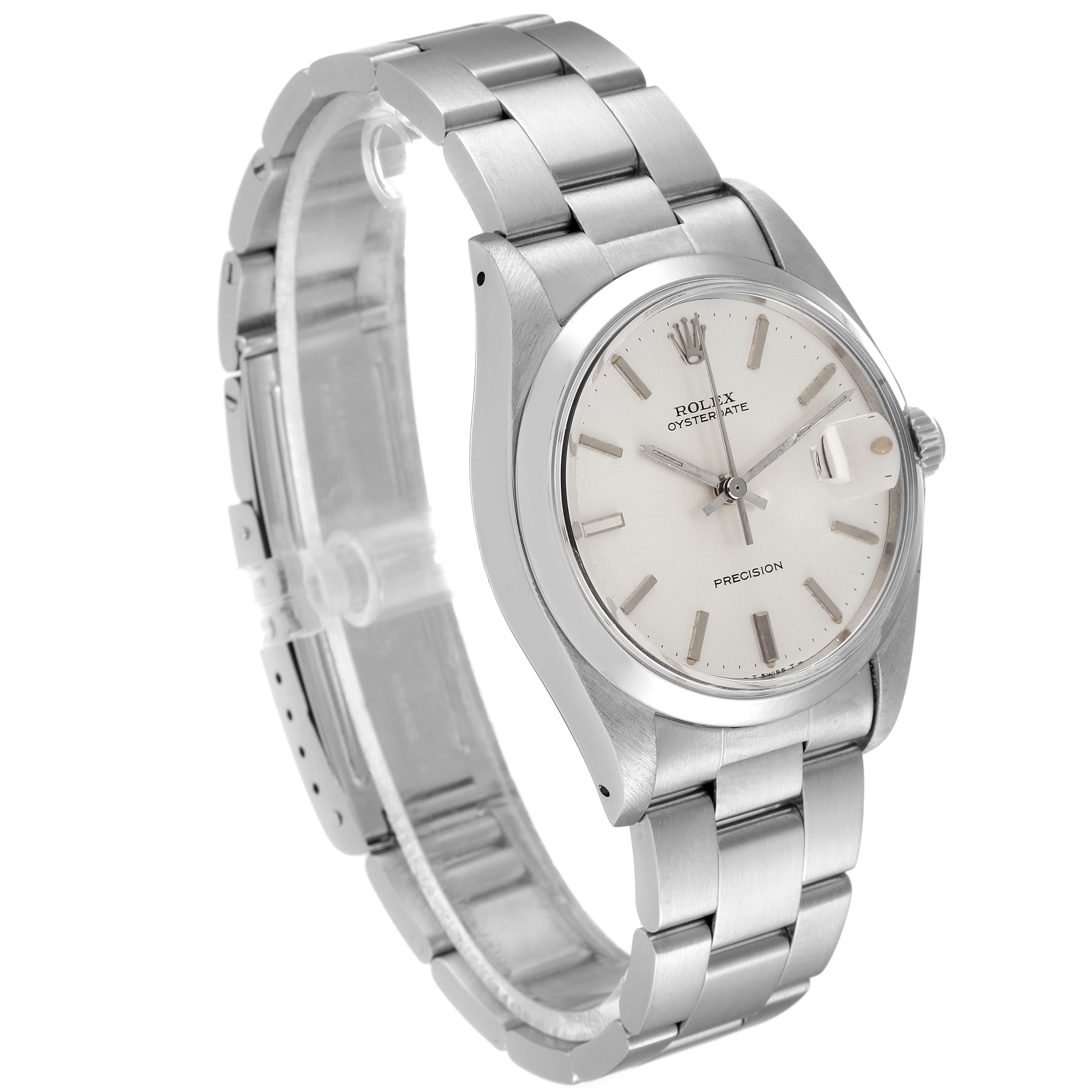 The Rolex Vintage Collection 6694 Men's Stainless Steel Silver Dial 6694 Men's Stainless Steel Silver Dial watch is shown from a three-quarter angle, highlighting the face, bezel, and stainless steel bracelet.