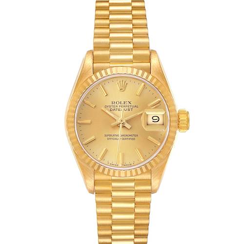 Photo of Rolex President Datejust Yellow Gold Champagne Dial Watch 69178 Box Papers