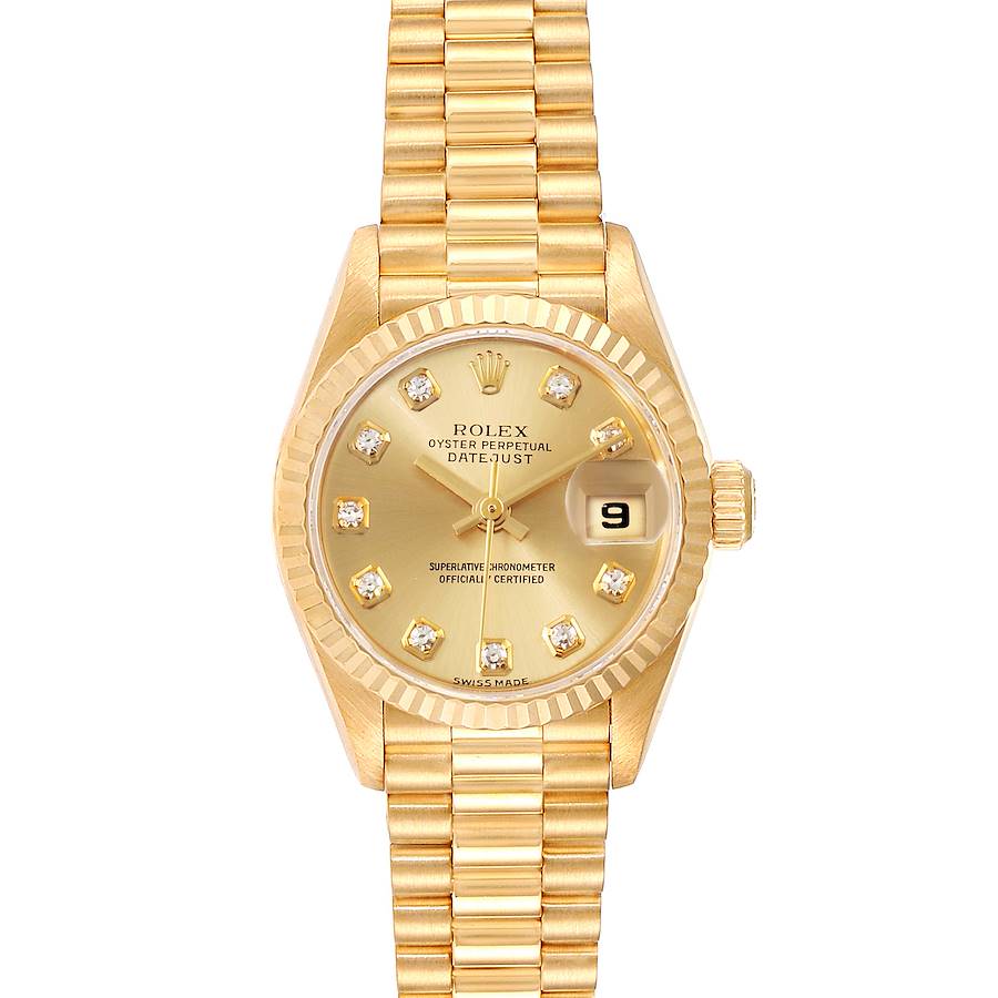 Rolex President Datejust Yellow Gold Diamond Dial Ladies Watch 79178 Box SwissWatchExpo