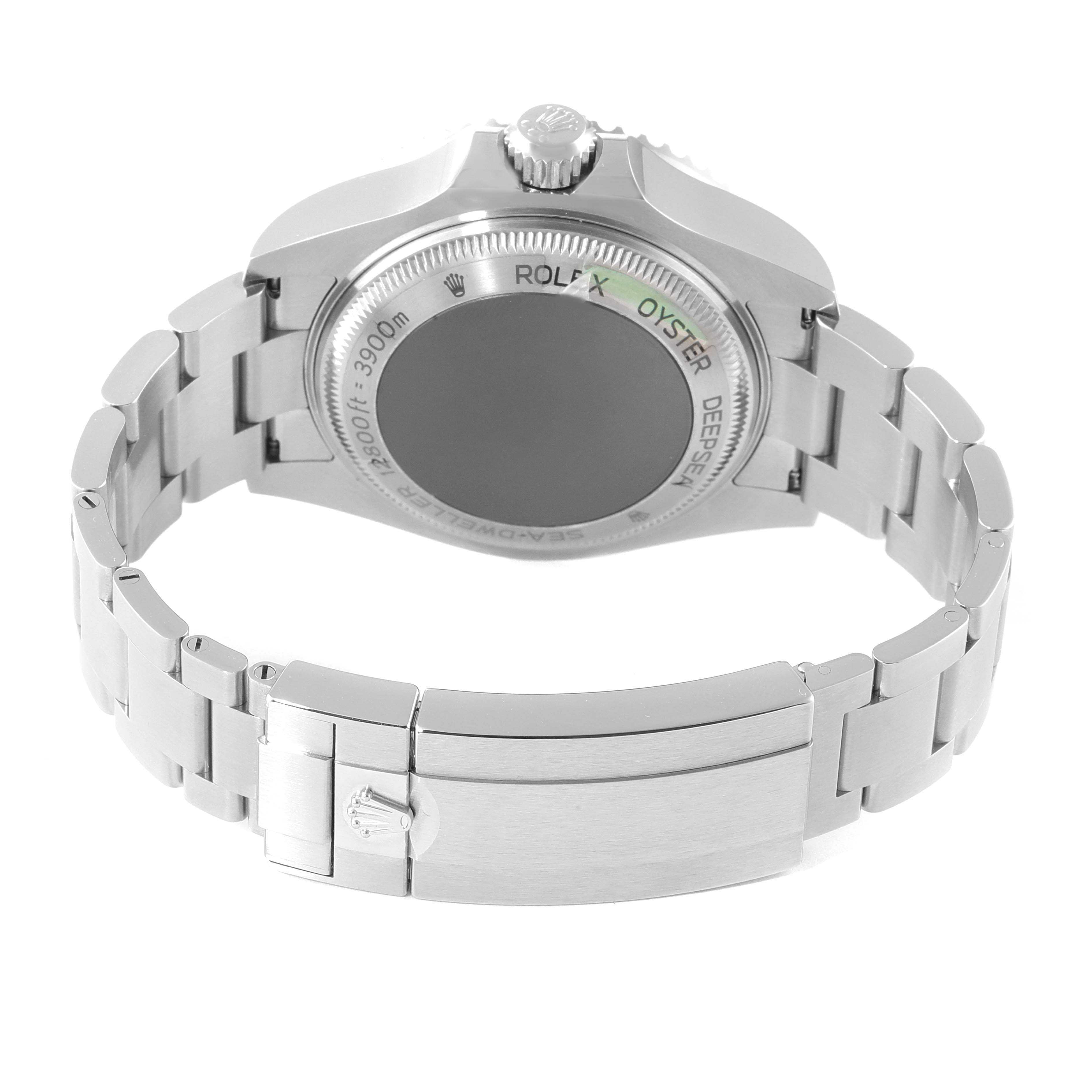 The image shows the back and clasp of a Rolex Sea-Dweller 126660 Men
s Stainless Steel Blue Dial 126660 Men
s Stainless Steel Blue Dial watch, highlighting the case back and bracelet details.