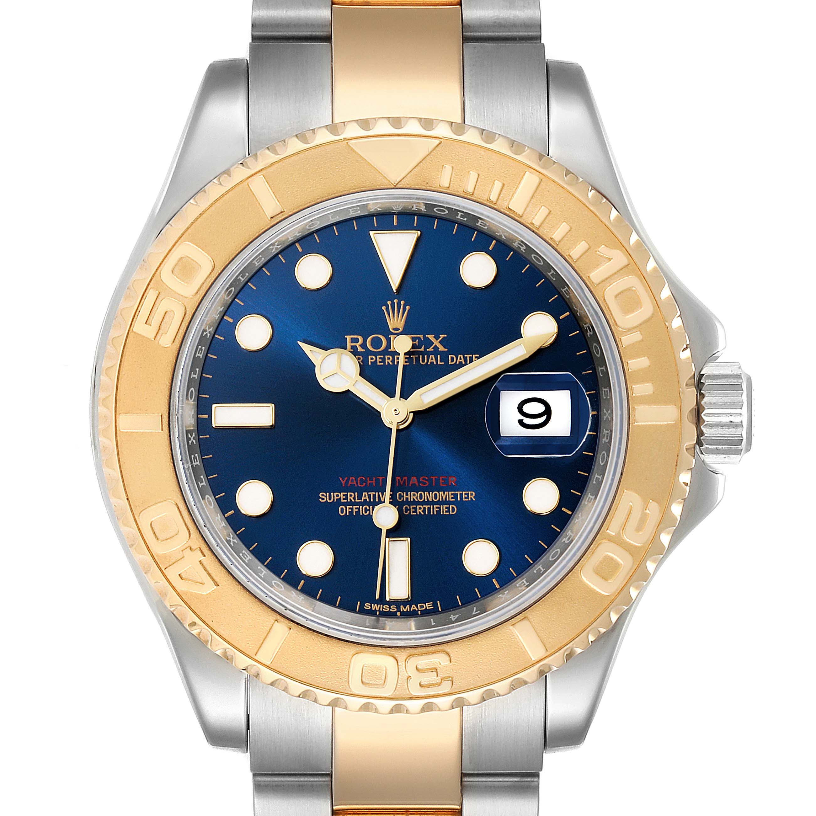 Rolex Yachtmaster 40mm Steel Yellow Gold Blue Dial Mens Watch 16623 Box ...