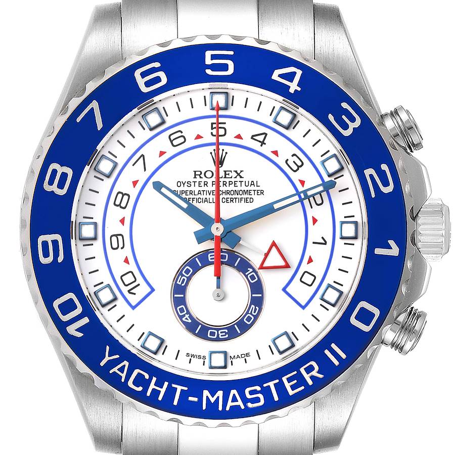 Rolex Yachtmaster II 44 Steel Blue Cerachrom Bezel Mens Watch 116680 SwissWatchExpo