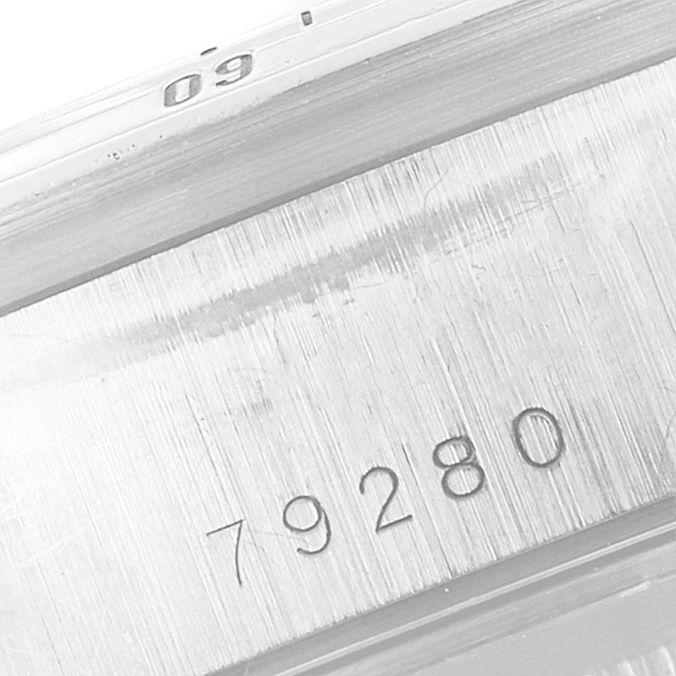 The image shows a close-up of the caseback and the etched reference number 79280 of a Tudor Prince model watch.