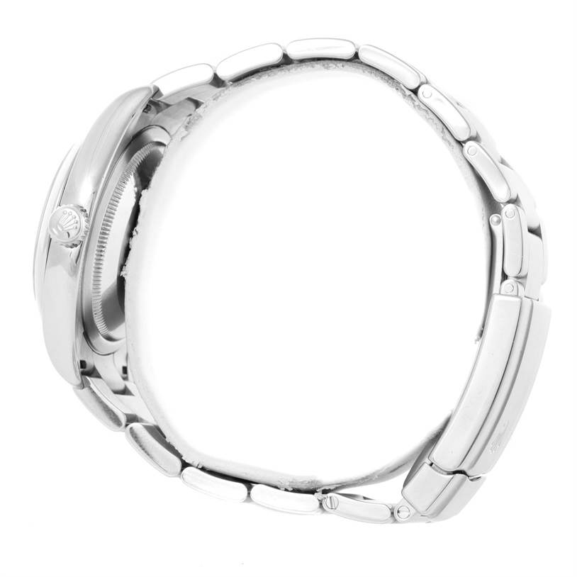 The image shows a side view of the Rolex Oyster Perpetual 116000 Men's Black Dial 116000 Men's Black Dial watch, featuring the case and bracelet links.