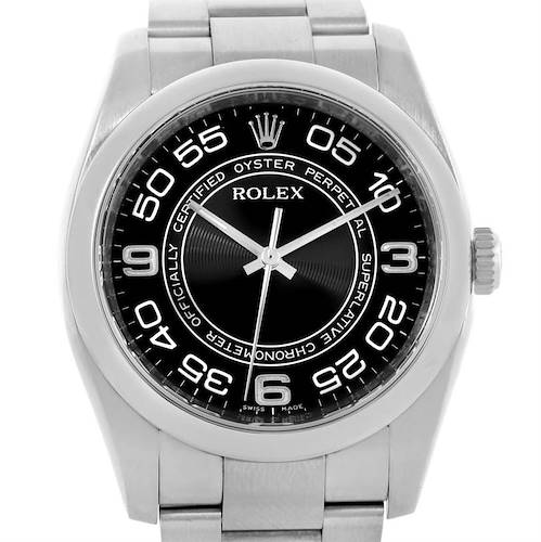 Photo of Rolex No Date Mens Black Concentric Dial Stainless Steel Watch 116000