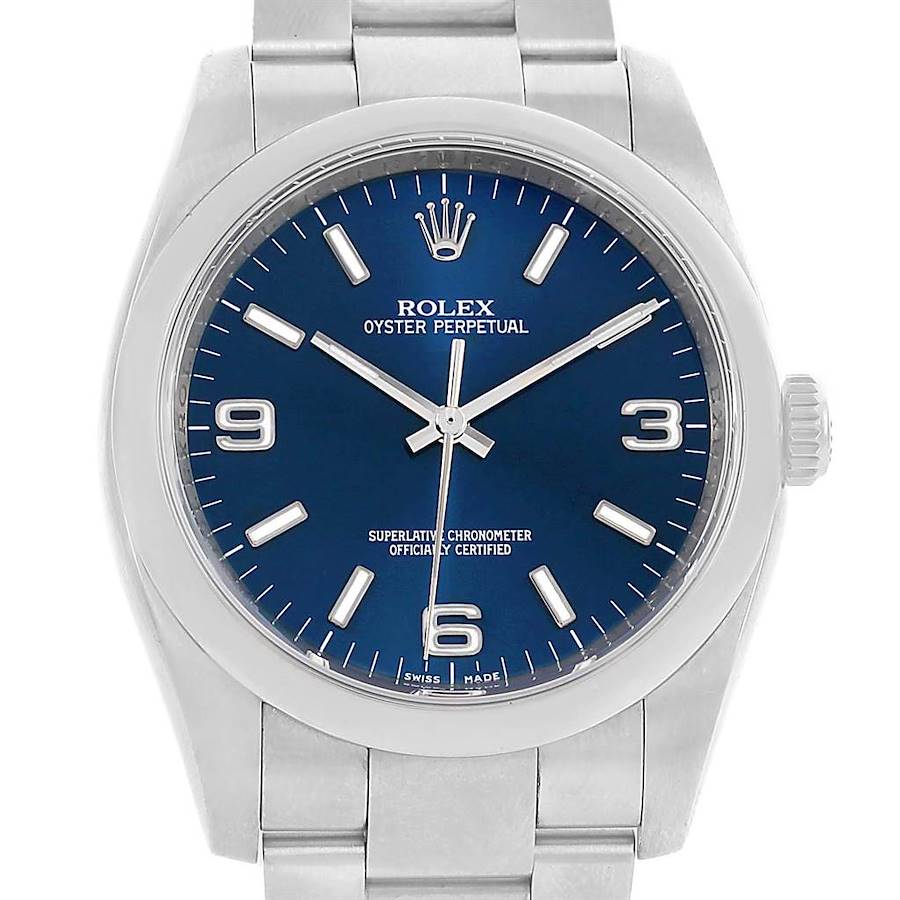 Rolex No Date Mens Blue Dial Stainless Steel Mens Watch 116000 SwissWatchExpo