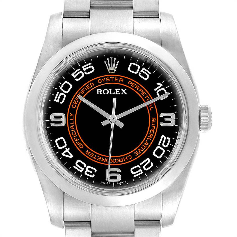 Rolex Oyster Perpetual Non Date Black Dial Steel Mens Watch 116000 SwissWatchExpo