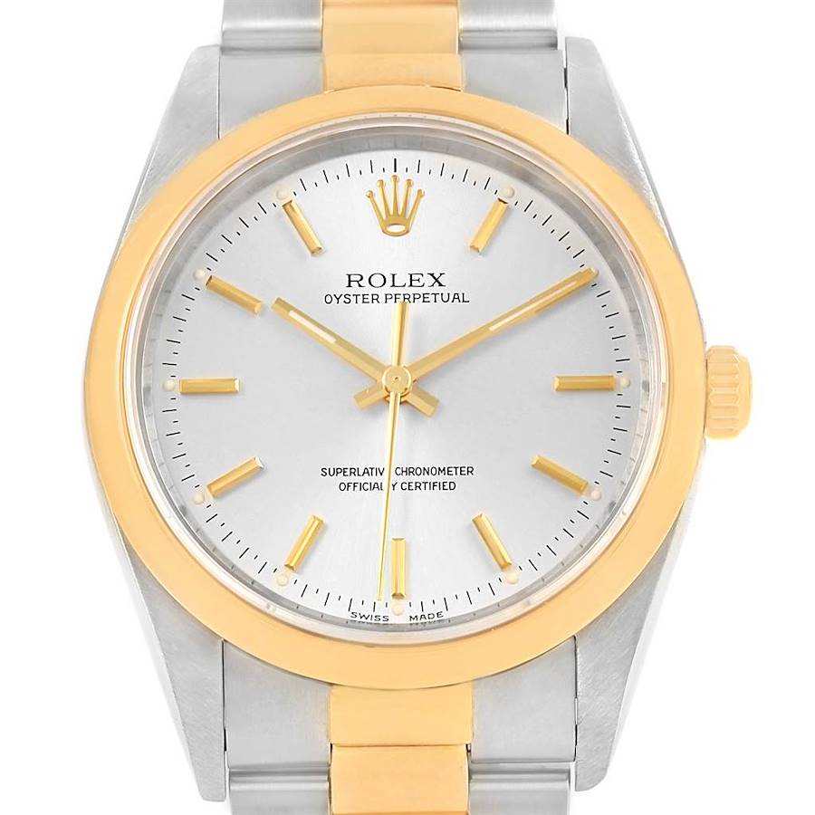 Rolex No Date Mens Stainless Steel 18k Yellow Gold Watch 14203 SwissWatchExpo