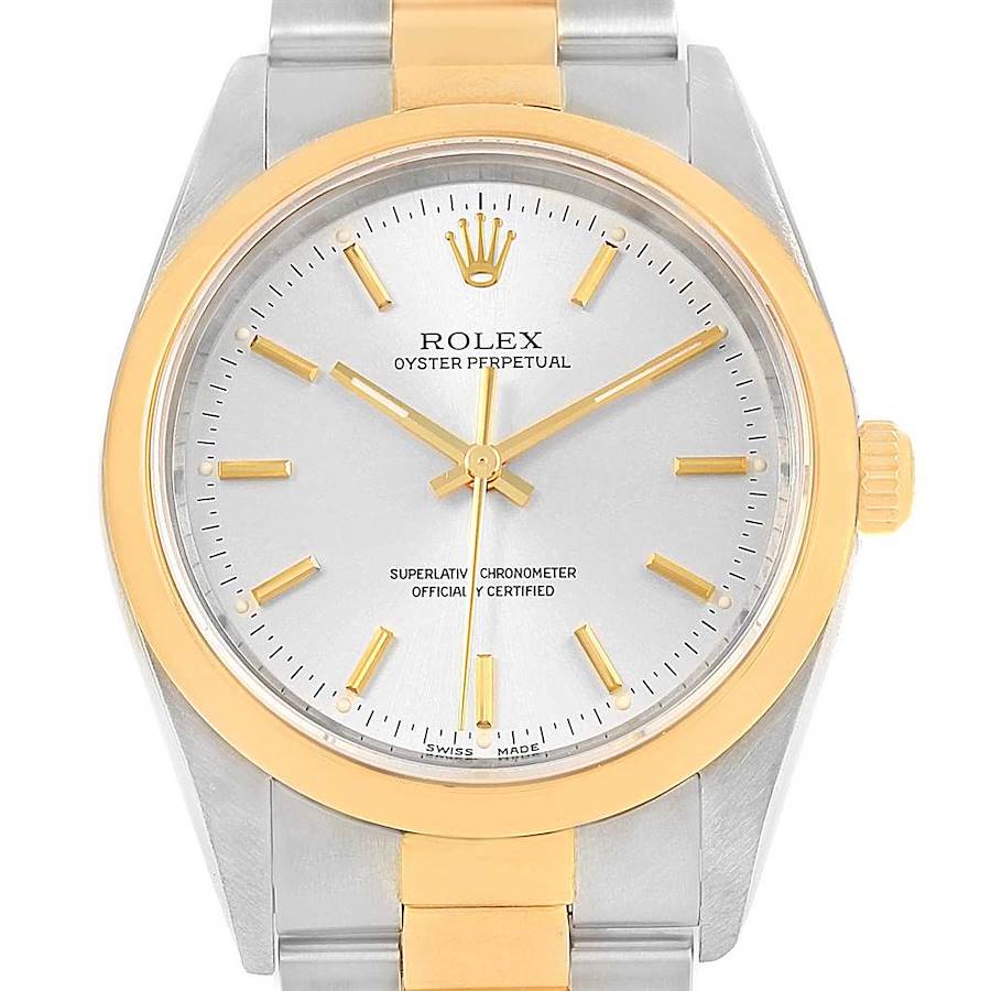 Rolex Oyster Perpetual Steel Yellow Gold Mens Watch 14203 Box Papers SwissWatchExpo