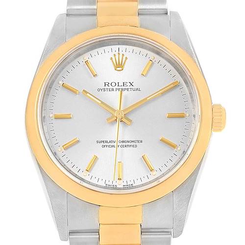 Photo of Rolex Oyster Perpetual Steel Yellow Gold Mens Watch 14203 Box Papers