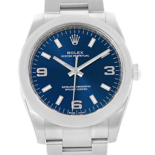 Photo of Rolex Oyster Perpetual 34mm Blue Dial Unisex Watch 114200 Unworn