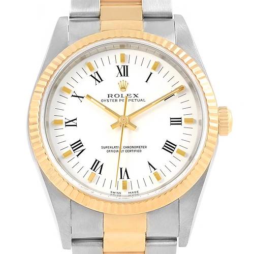 Photo of Rolex Oyster Perpetual NonDate Steel 18k Yellow Gold Mens Watch 14233