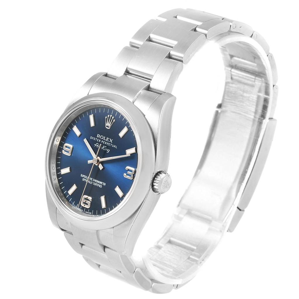 Rolex Oyster Perpetual 34 Blue Dial Oyster Bracelet Watch 114200 Unworn ...